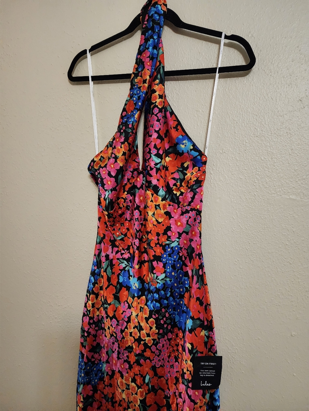 Lulu's Multicolor Floral Halter Midi Dress with High Slit - Picture 6 of 8